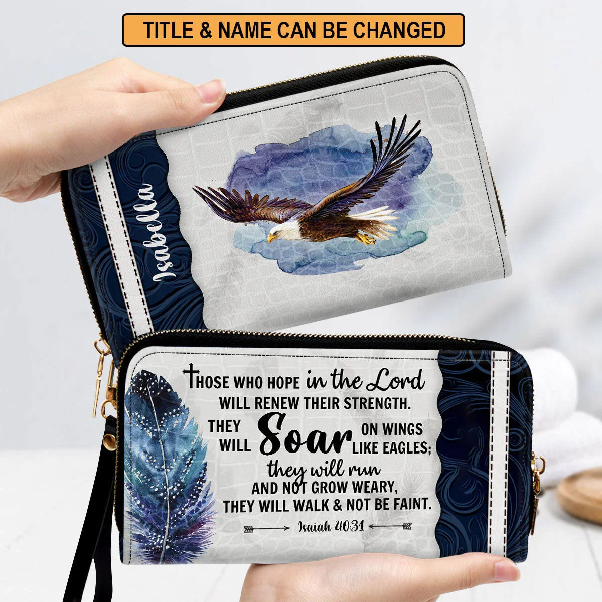 Soar on Wings Like Eagles Personalized Clutch
