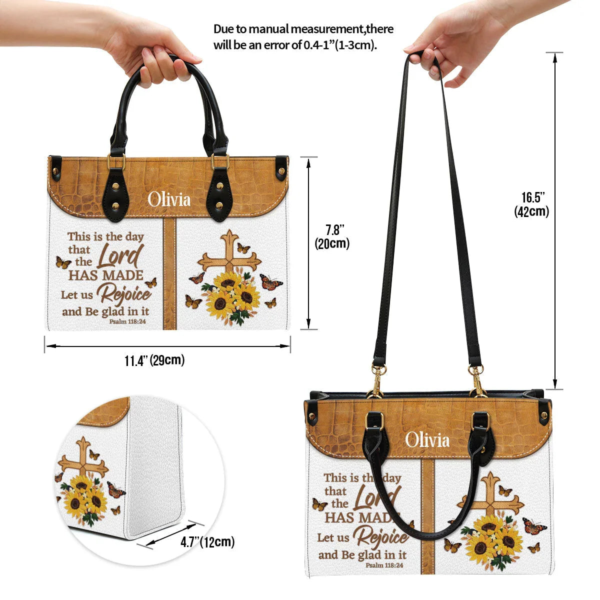 Personalized This Is The Day Leather Tote Bag