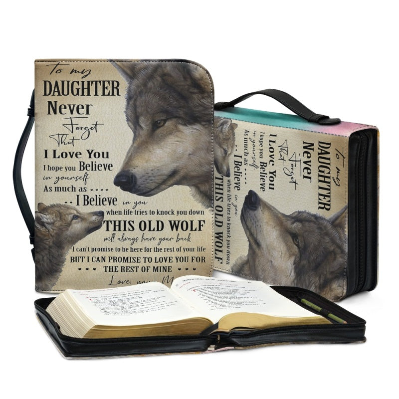 To My Daughter Personalized Wolf Bible Cover