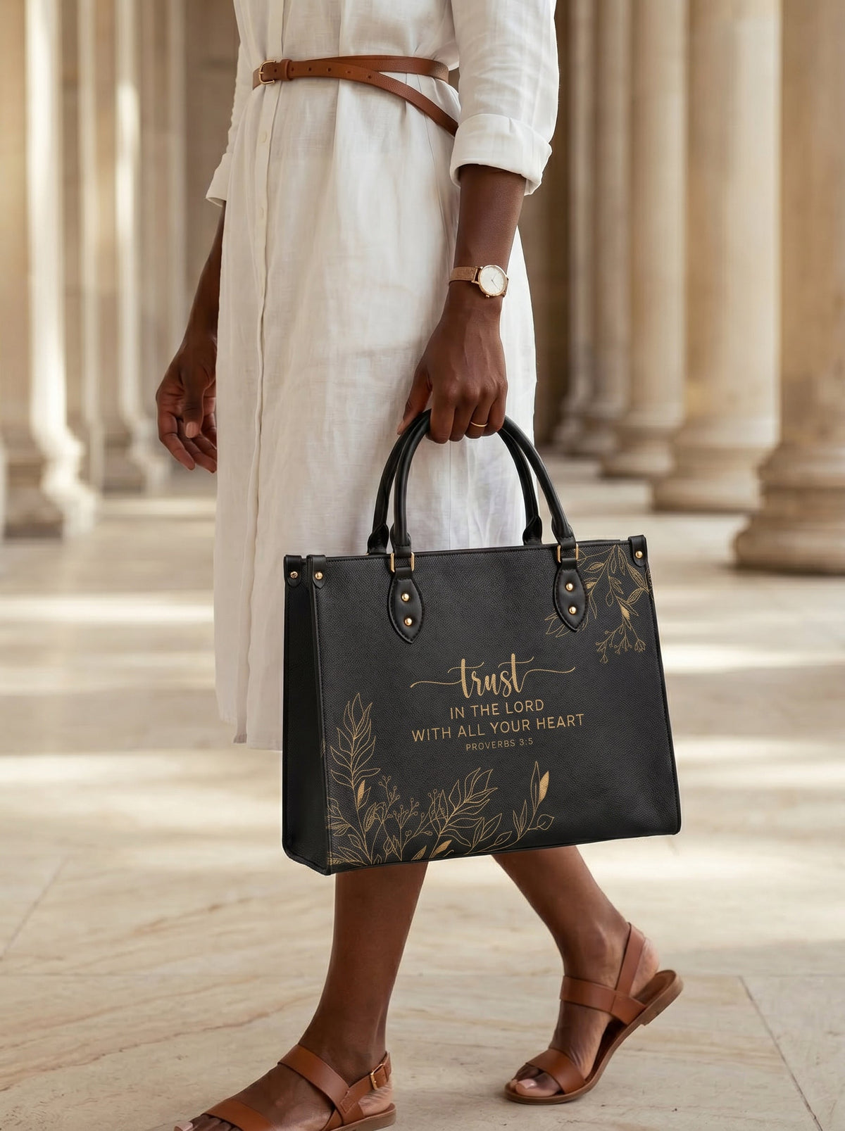 Trust Proverbs 3:5 Leather Handbag