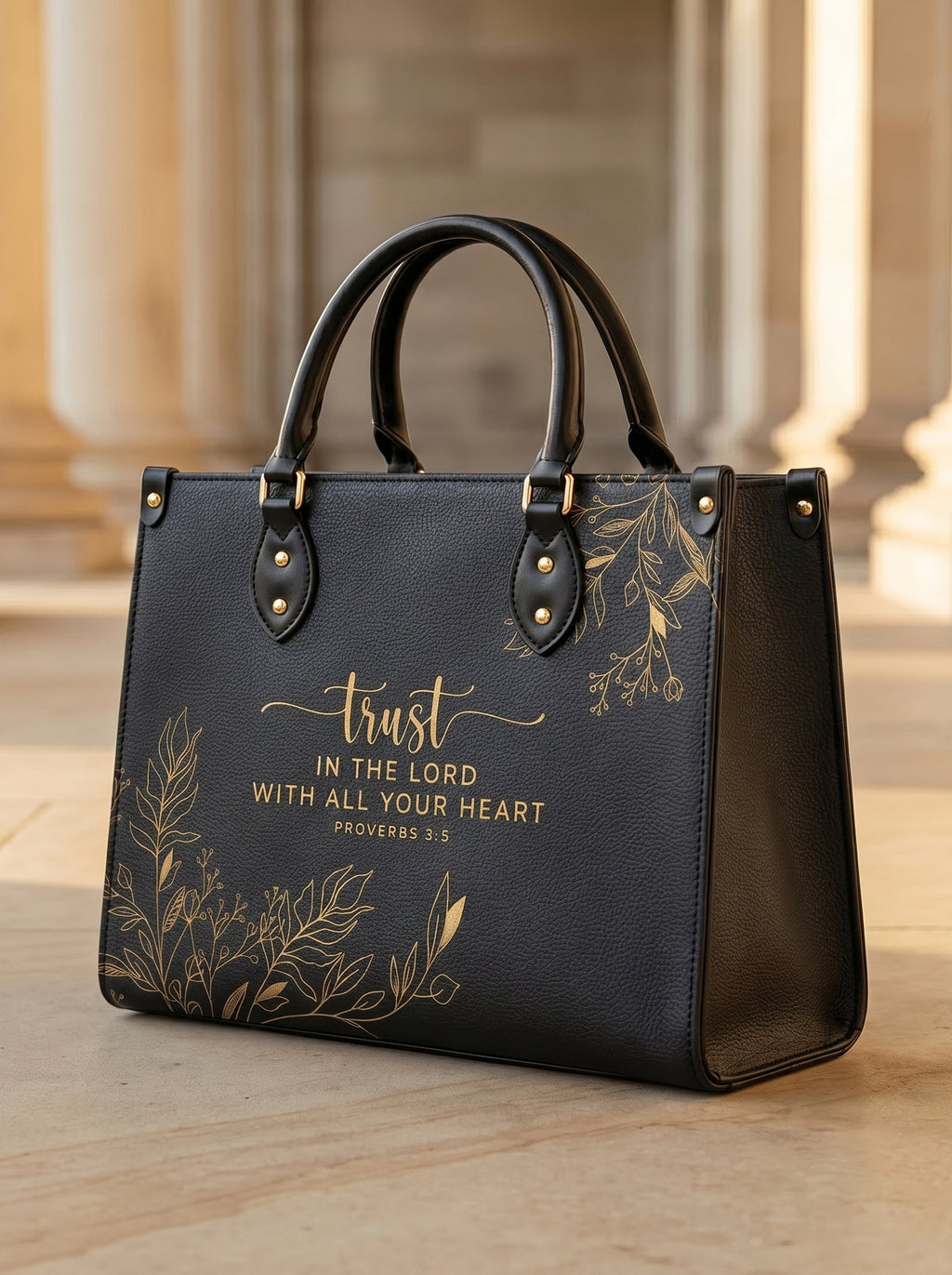 Proverbs 3:5 Trust Scripture Leather Handbag