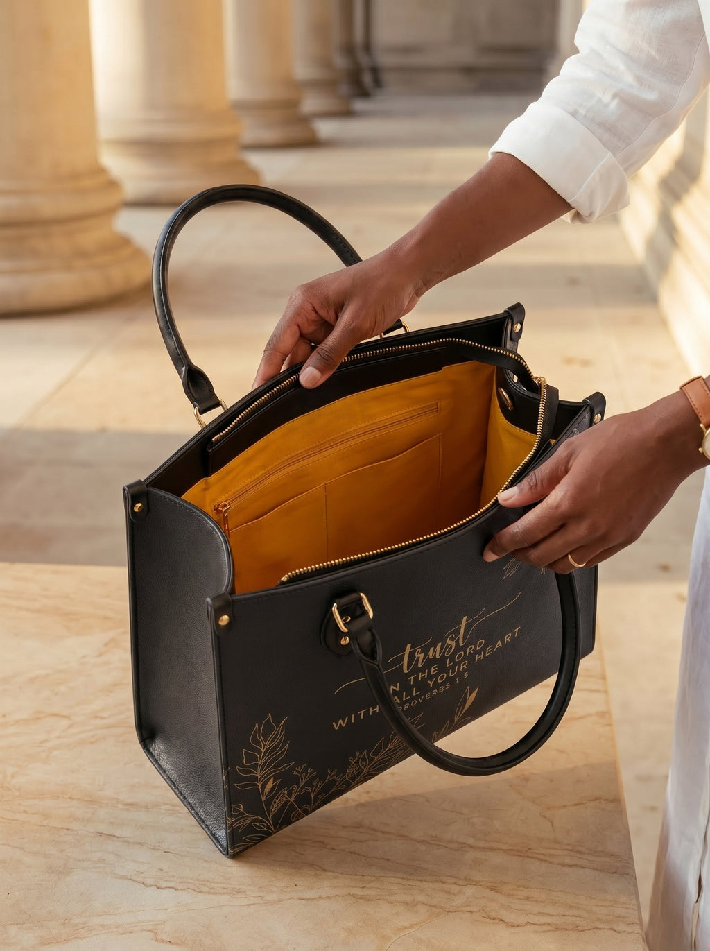 Trust Proverbs 3:5 Leather Handbag