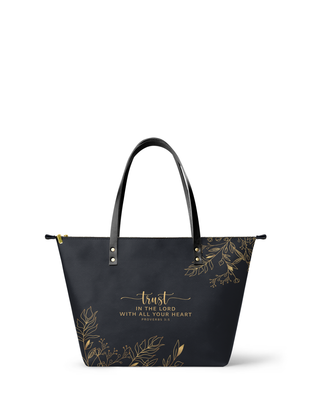 Trust Proverbs 3:5 Christian Leather Tote Bag