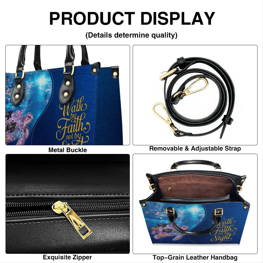 Personalized Walk By Faith Turtle Leather Handbag
