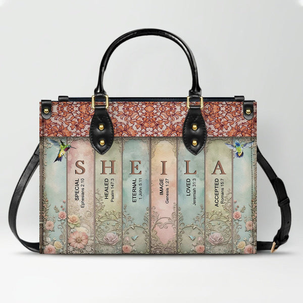 Custom Name Meaning Christian Leather Tote Bag