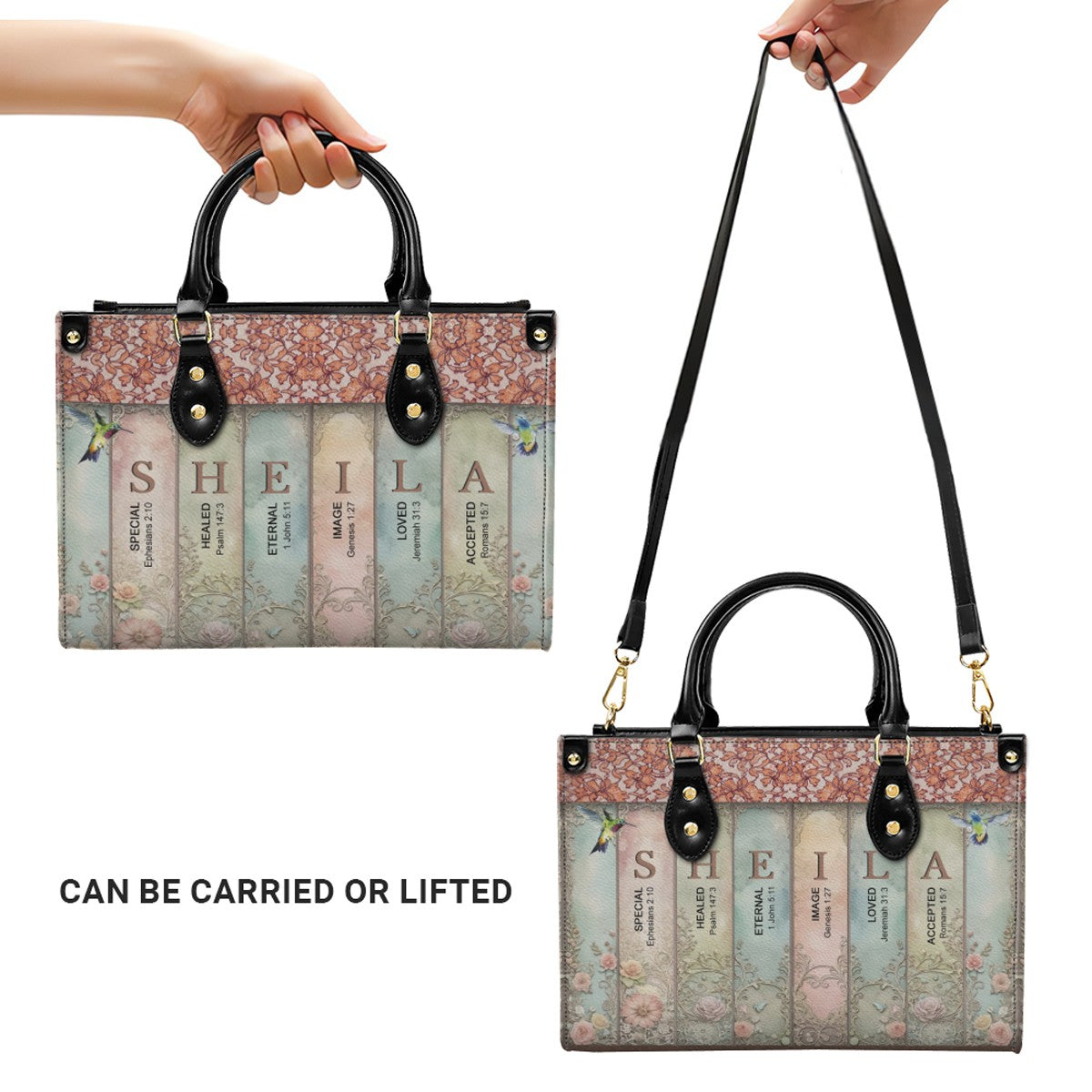 Custom Name Meaning Christian Leather Tote Bag