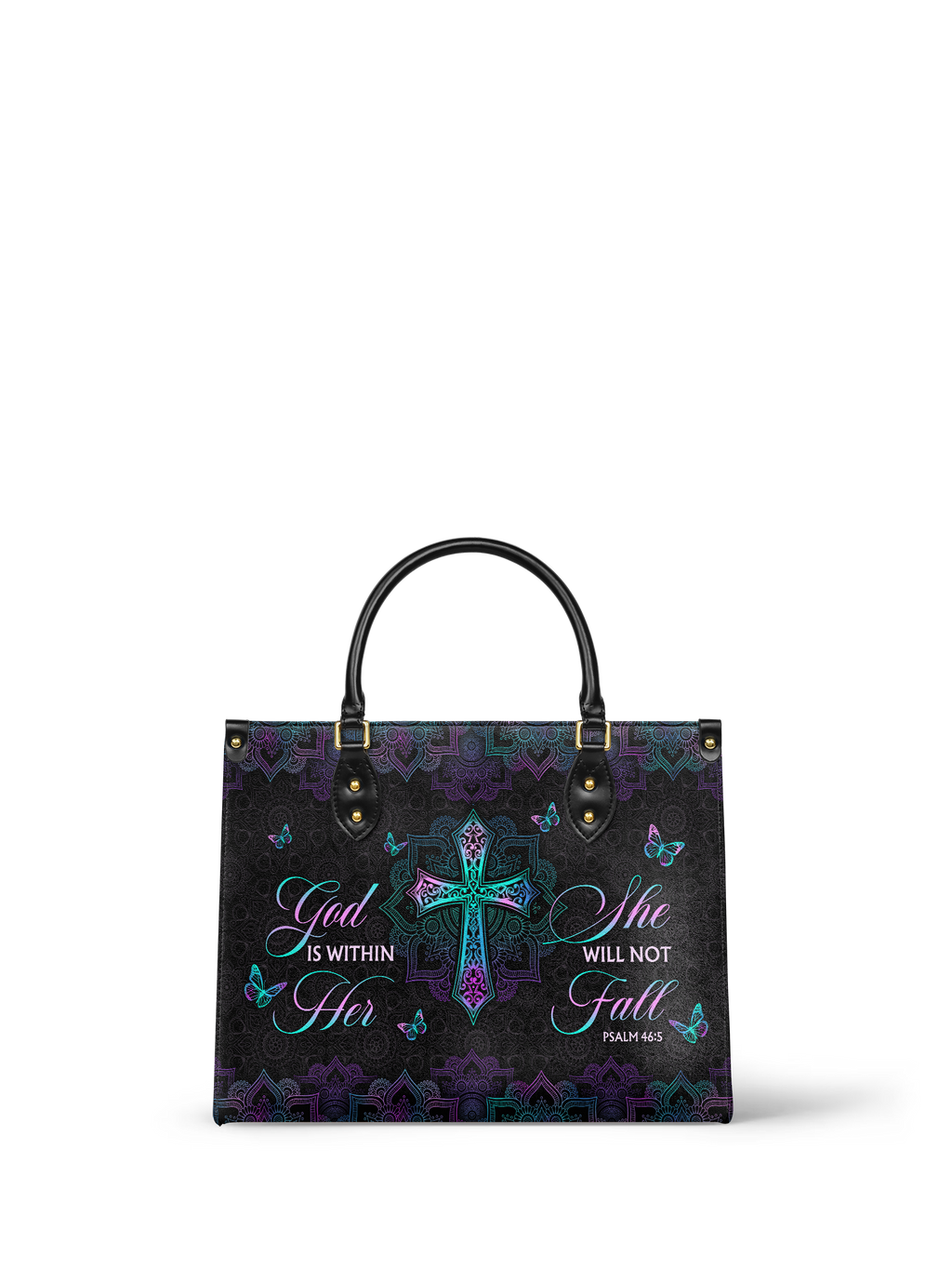 Unshaken Psalm 46:5 Leather Handbag