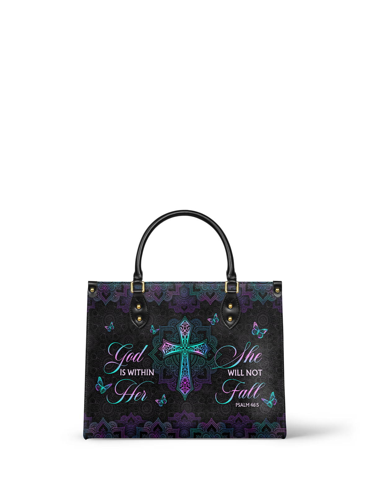 Unshaken Psalm 46:5 Leather Handbag