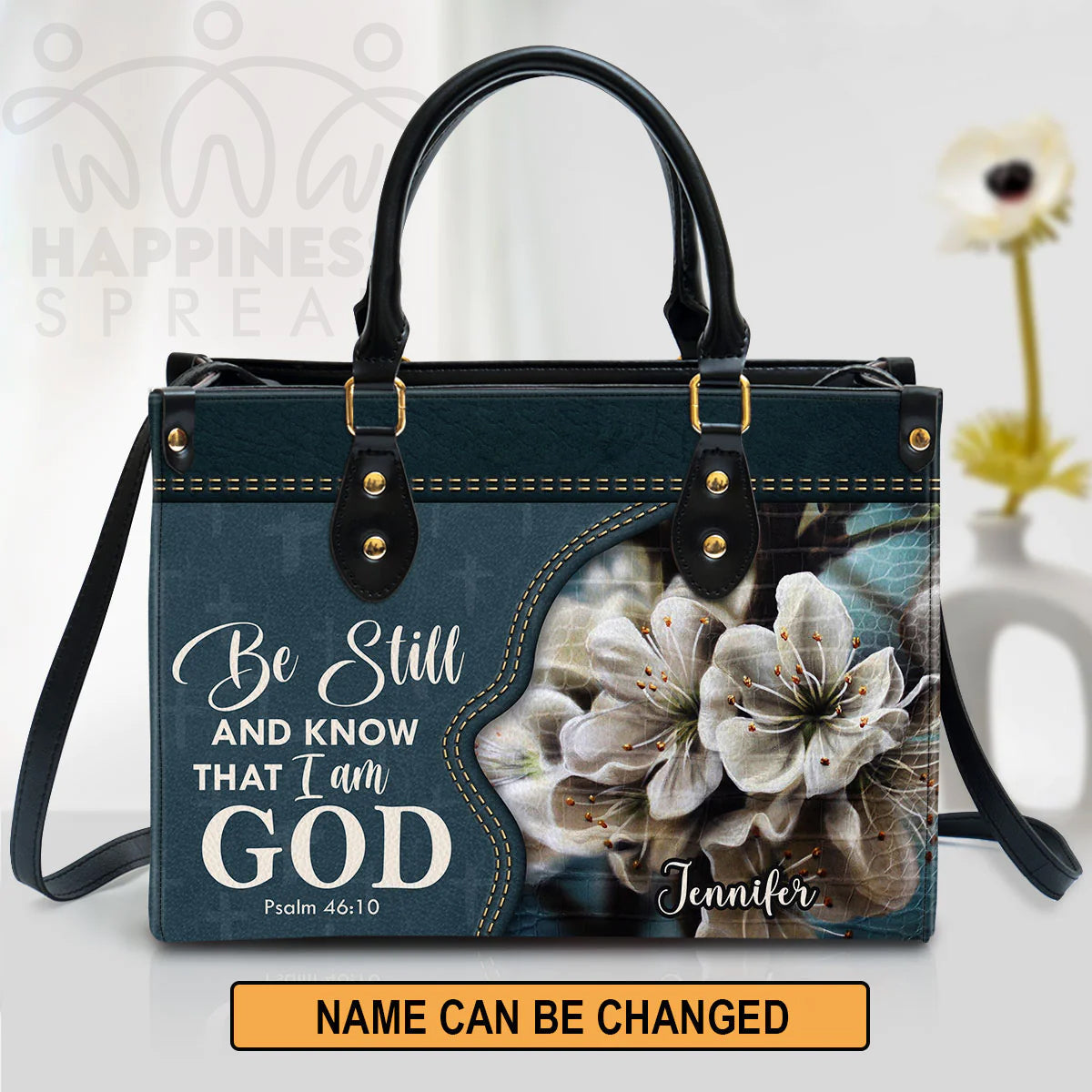 Be Still And Know Personalized Leather Tote Bag