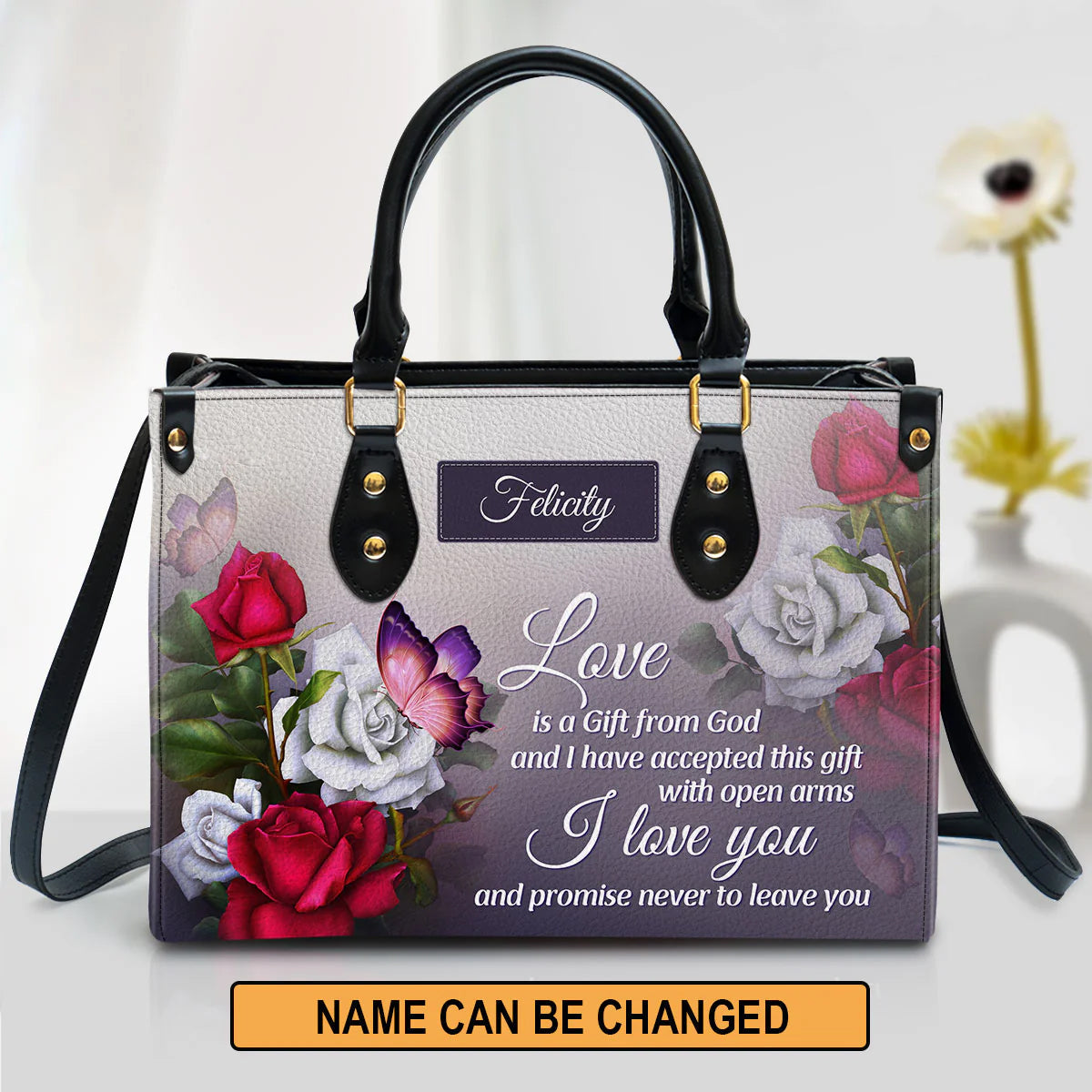 Love Is A Gift From God Personalized Leather Tote