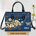Daisy & Butterfly Personalized Leather Tote Bag
