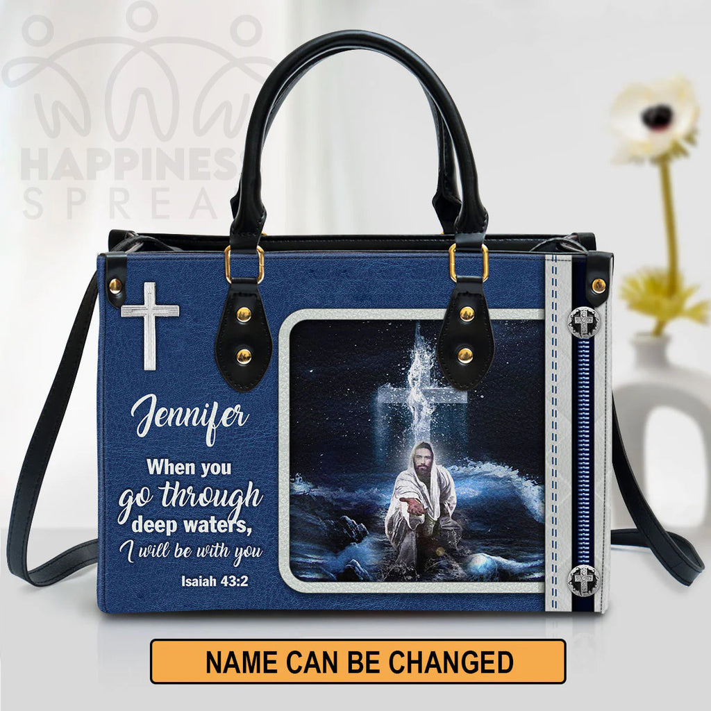 Personalized 'I Will Be With You' Leather Handbag