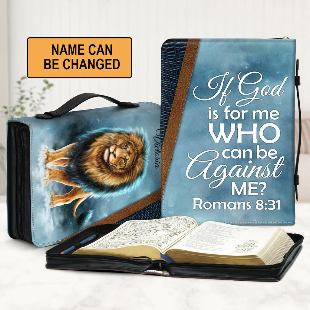 Personalized Lion Romans 8:31 Bible Cover