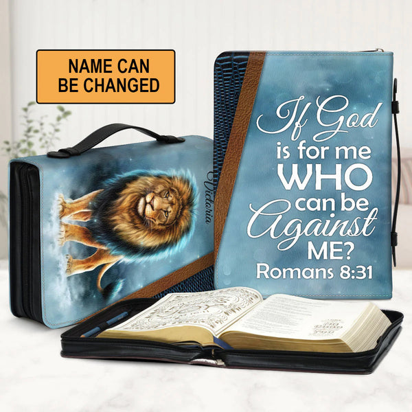 Personalized Lion Romans 8:31 Bible Cover