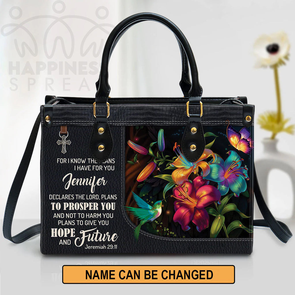 Personalized I Know The Plans Leather Handbag