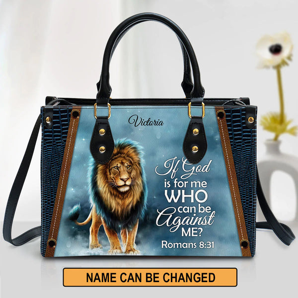 Romans 8:31 Personalized Leather Tote Bag