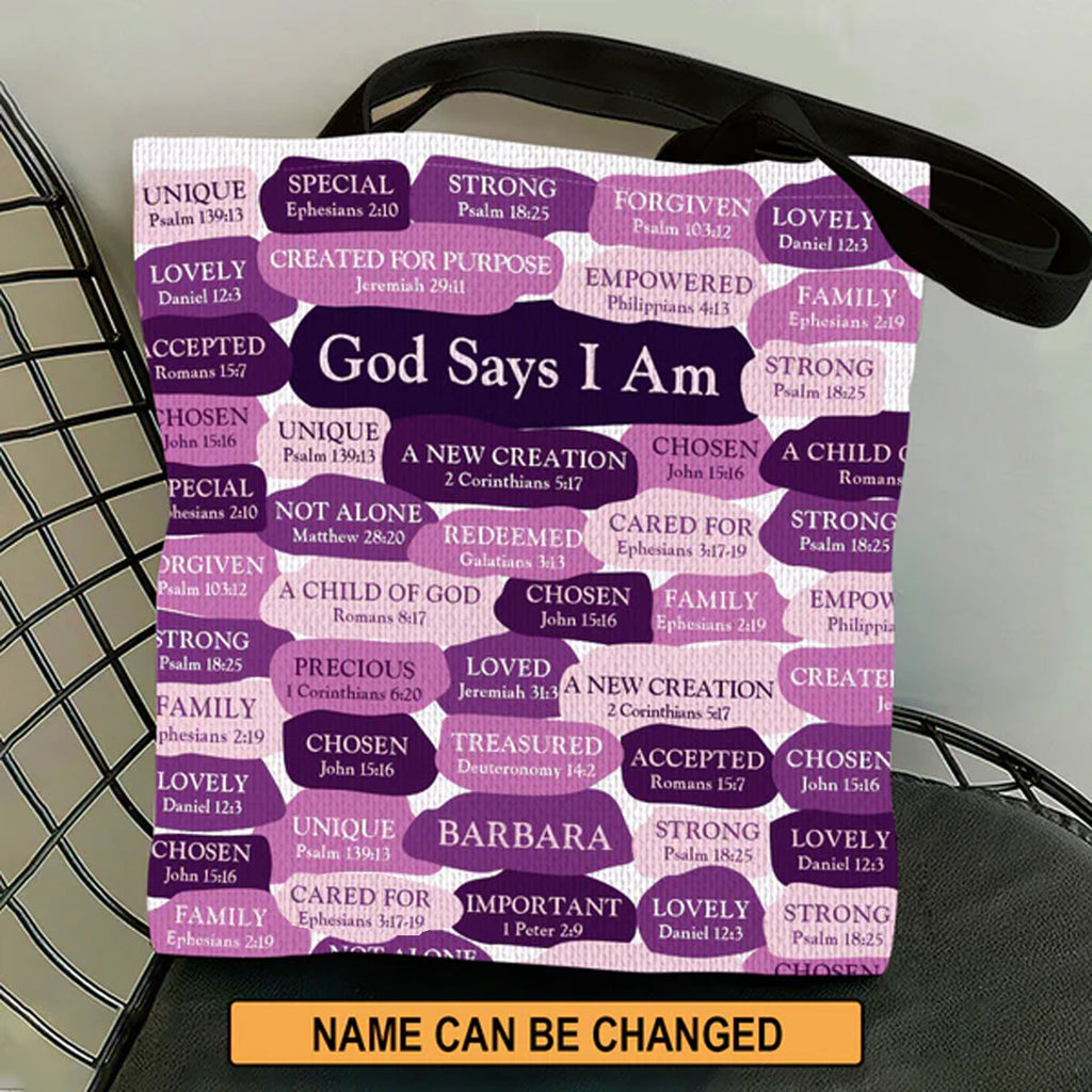 Personalized What God Says About You Leather Tote