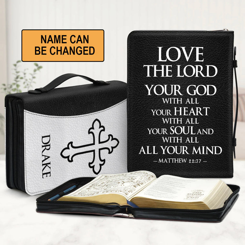 Personalized Matthew 22:37 Cross Bible Cover