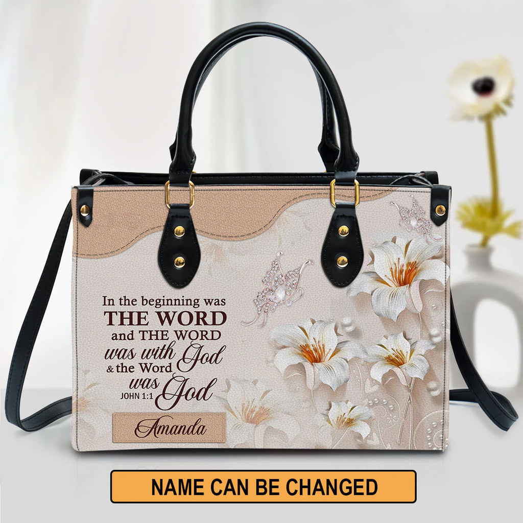The Word Was With God Personalized Leather Tote