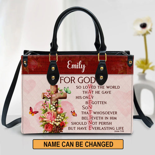 For God So Loved The World Leather Tote Bag