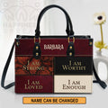 Personalized 'I Am Strong' Christian Leather Tote