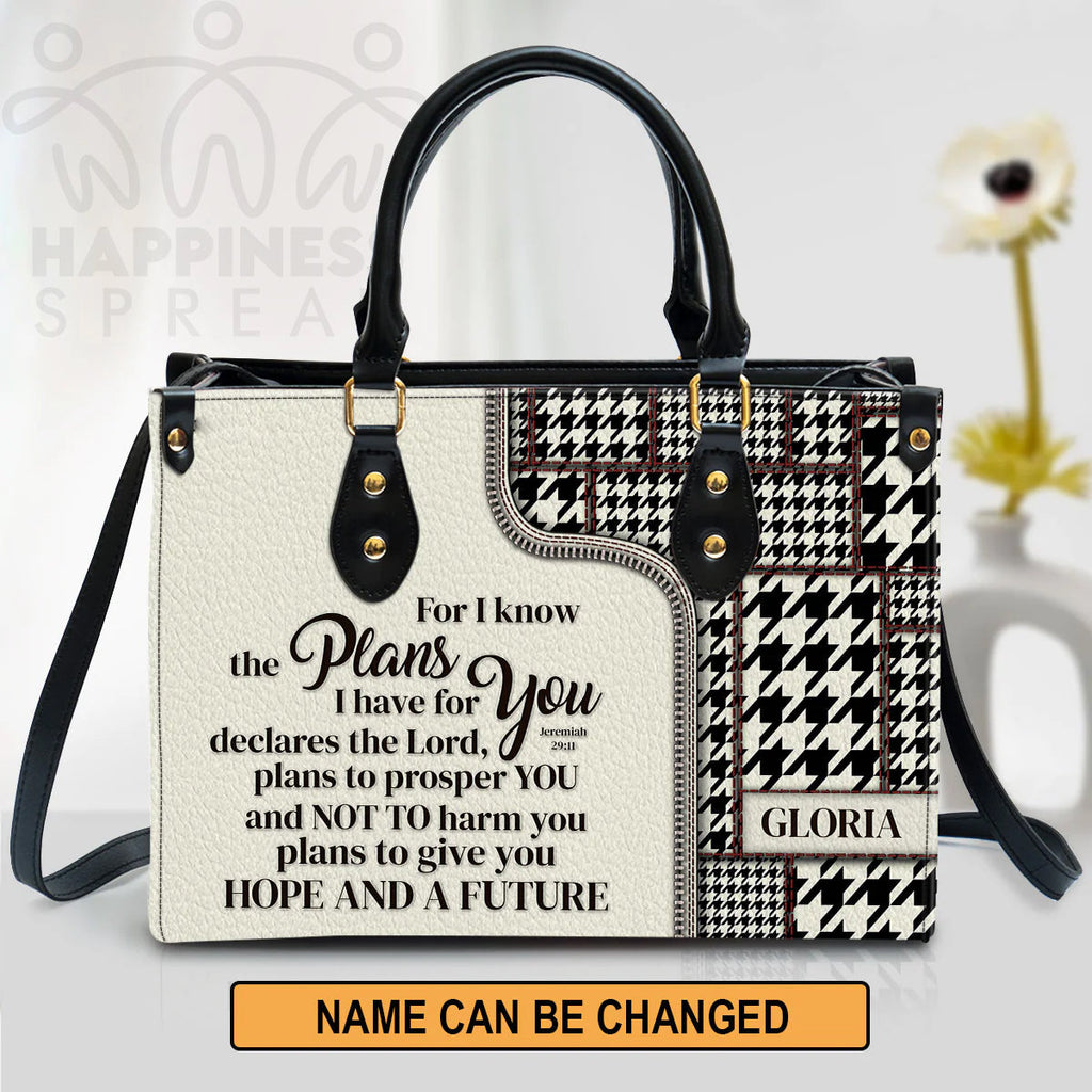 Personalized Jeremiah 29:11 Leather Tote Bag