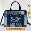 Personalized 'Be Still' Christian Leather Tote Bag