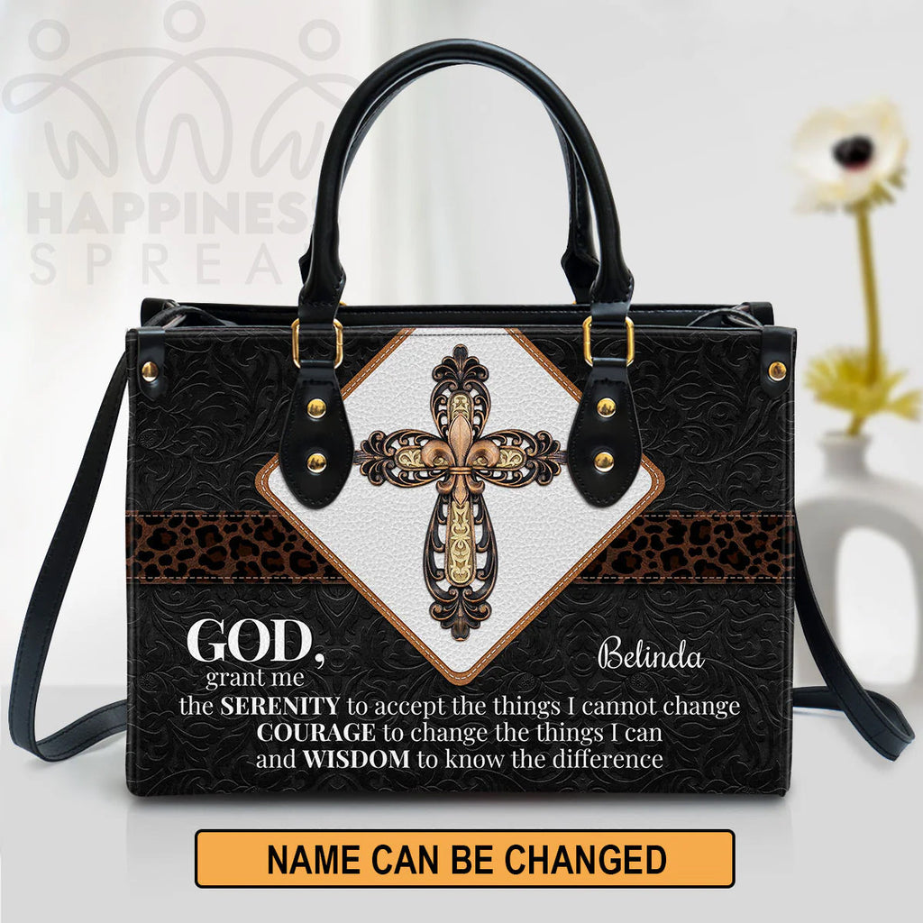 Personalized Christian Cross Leather Tote Bag