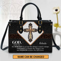 Personalized Christian Cross Leather Tote Bag