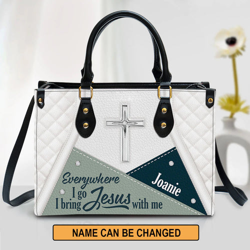 Bring Jesus With Me Personalized Leather Tote Bag