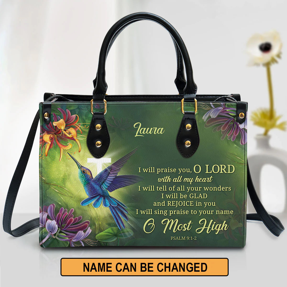I Will Praise You Personalized Leather Tote Bag