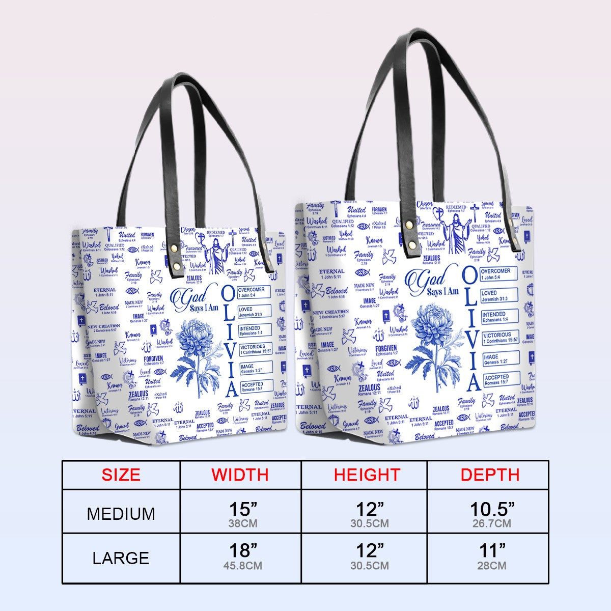 Personalized Bible Verse Floral Tote Bag