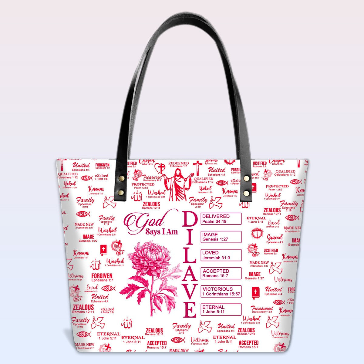 Personalized Bible Verse Floral Tote Bag