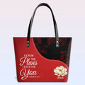 Personalized Christian Red Leather Tote Bag