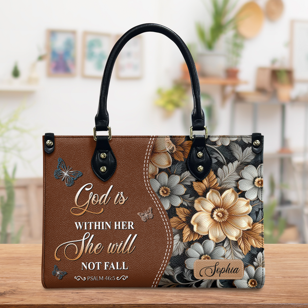Personalized Faith Butterfly Leather Handbag