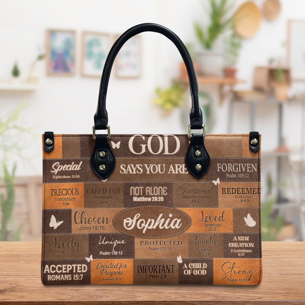 God Says You Are Personalized Leather Handbag