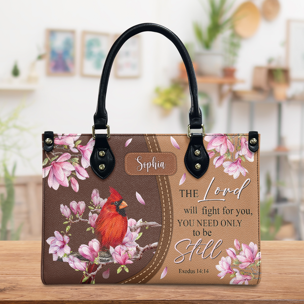 Exodus 14:14 Cardinal Leather Handbag