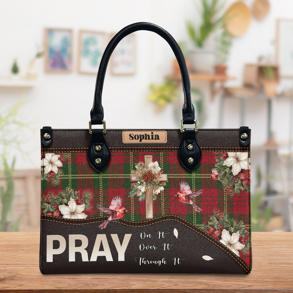 Pray On It Personalized Leather Handbag