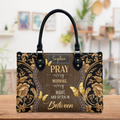 Pray Every Morning Dragonfly Leather Handbag
