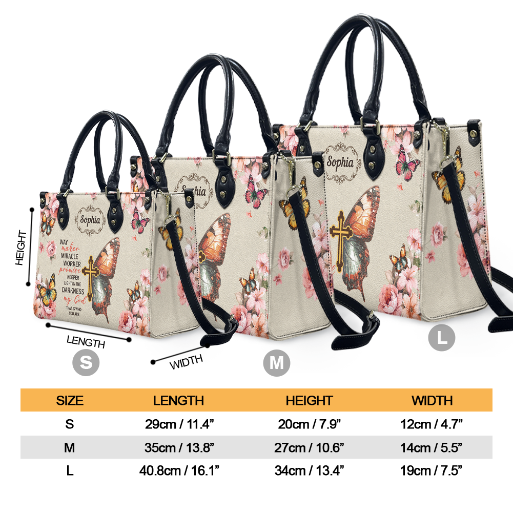 Personalized Way Maker Butterfly Leather Bag