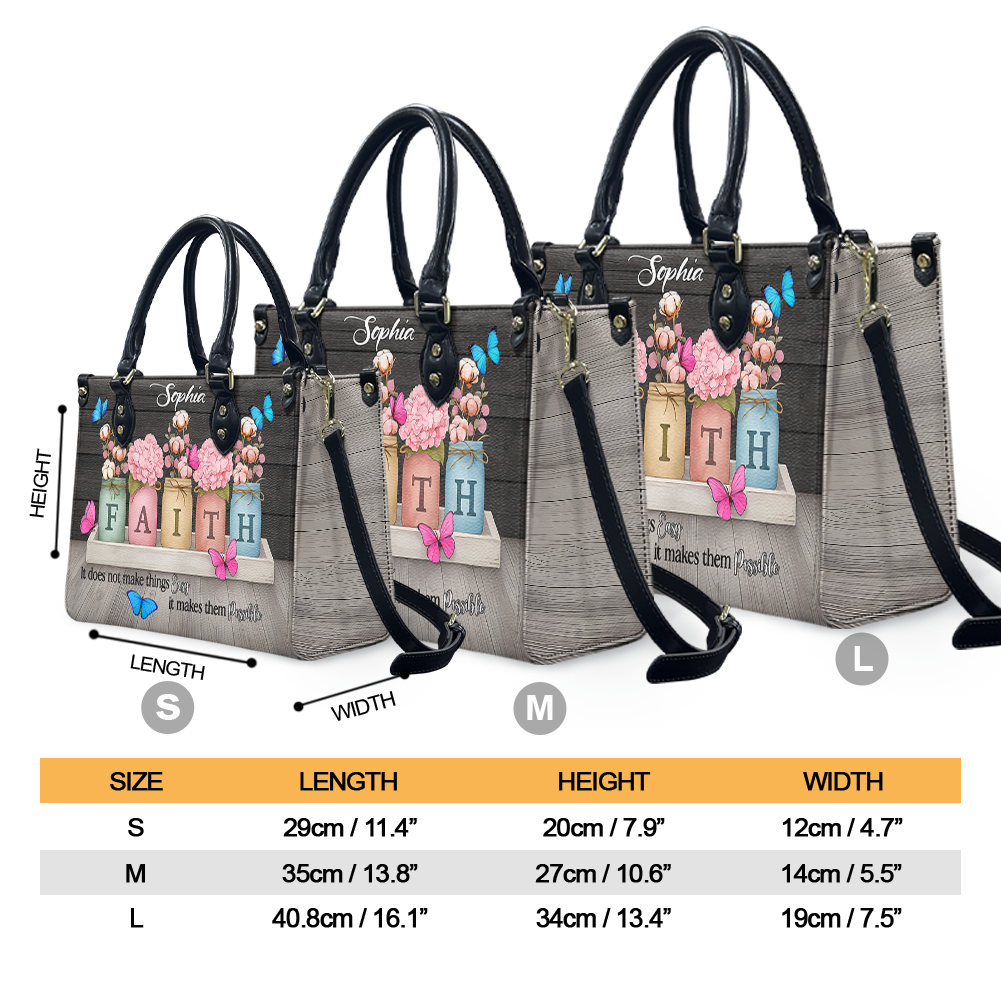 Faith Butterfly Floral Custom Leather Handbag