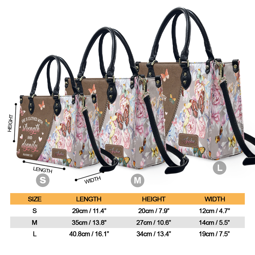 Proverbs 31:25 Butterfly Leather Handbag