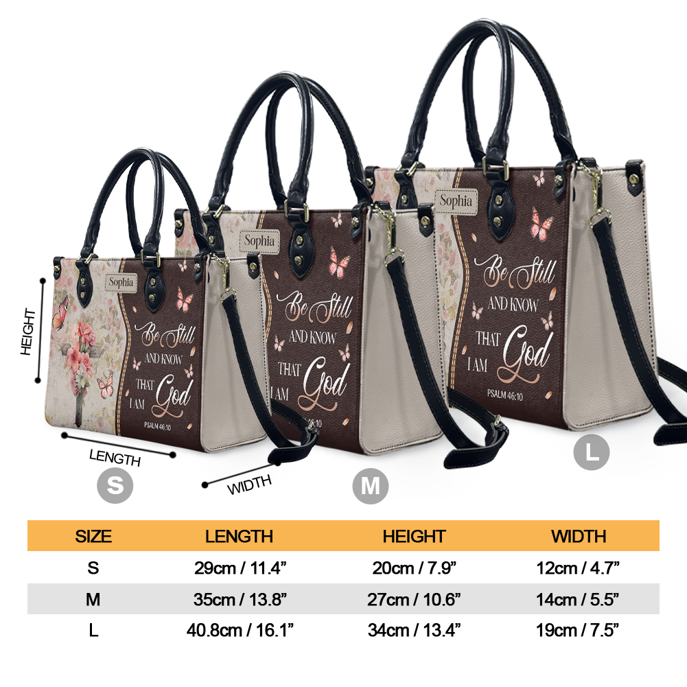 Personalized Faith Cross Butterfly Leather Bag