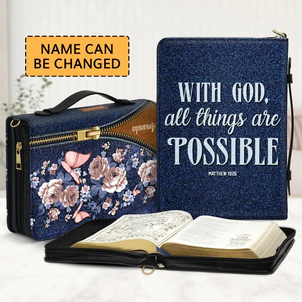 Personalized Denim Floral Bible Cover
