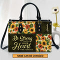 Be Strong & Take Courage Custom Leather Tote Bag