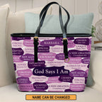 Personalized What God Says About You Leather Tote