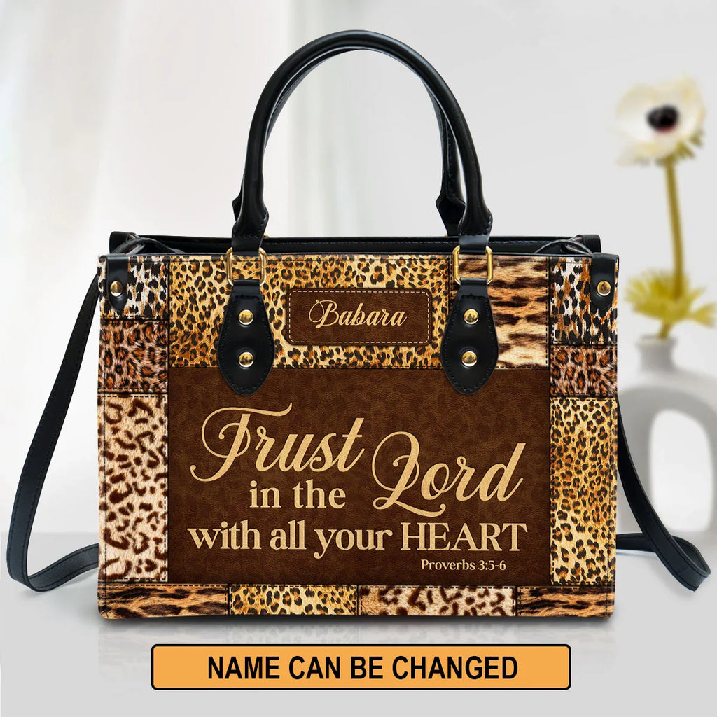 Trust In The Lord Proverbs 3:5-6 Leather Tote Bag