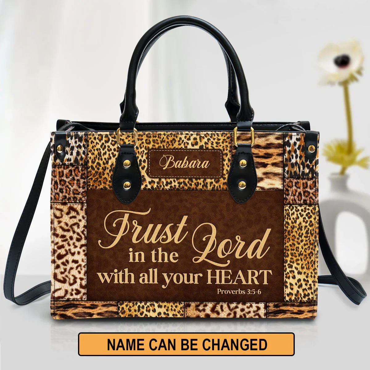 Trust In The Lord Proverbs 3:5-6 Leather Tote Bag