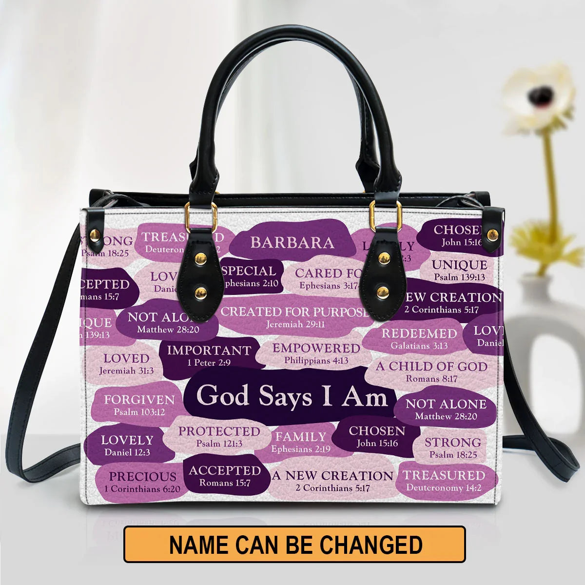 Personalized What God Says About You Leather Tote