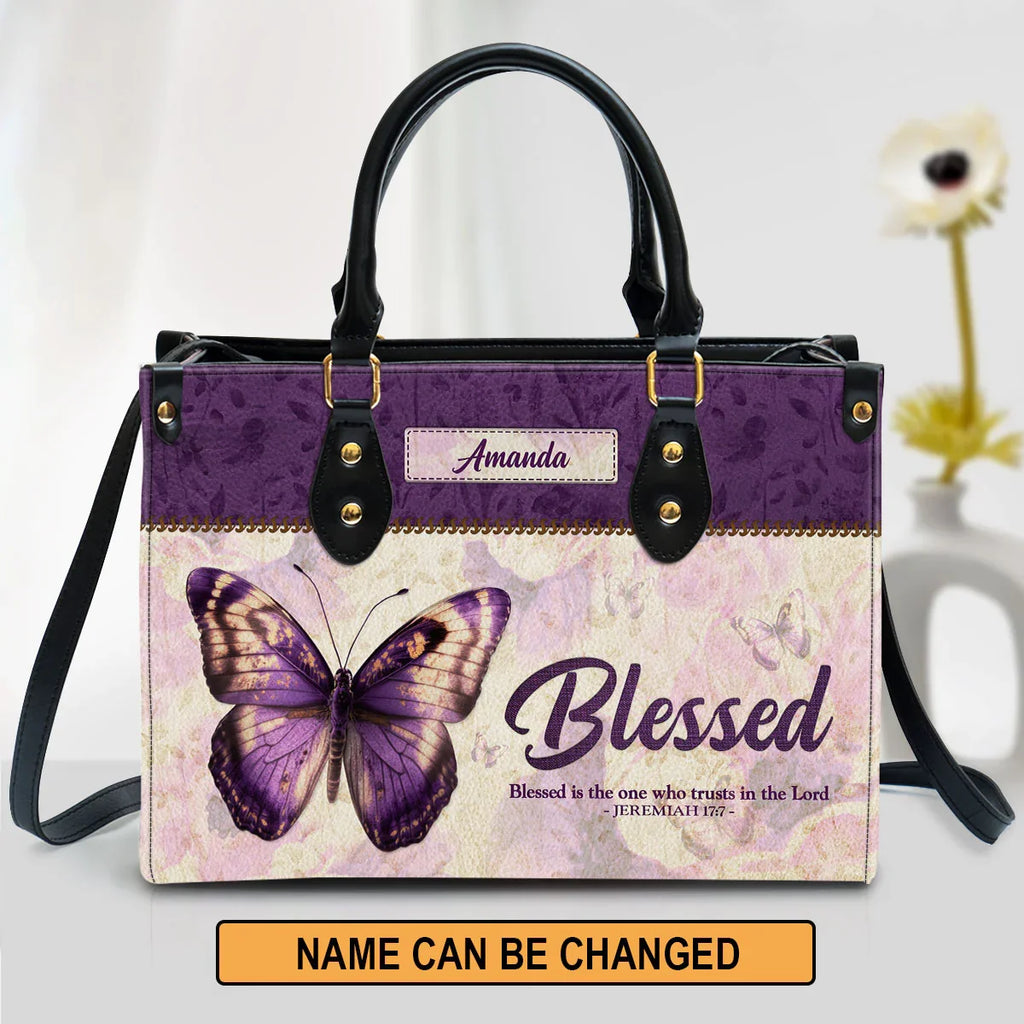 Personalized Jeremiah 17:7 Leather Tote Bag